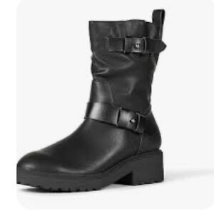 Amazon Essentials Women's Mid Calf Cropped Biker Boots, Black size 9.5 display